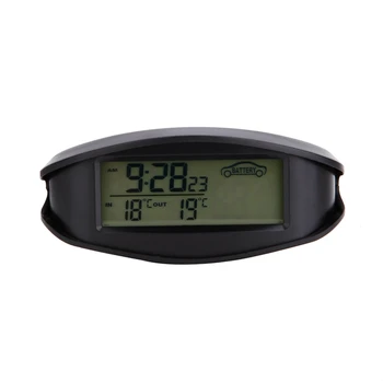 Digitālā Auto Termometrs Gaismas LED Galda Pulkstenis Iekštelpu/āra Termometri Voltmetrs Laiks AlarmBlue Oranžs Apgaismojums EC98