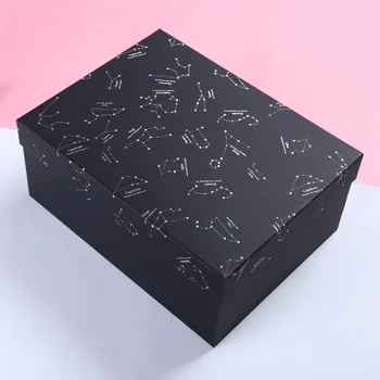 Bērnu dušas, dzimšanas dienas puse rotājumi dāvanu kastīte melna Zvaigžņotām debesīm kartona kastē kāzu lielas dāvanu kastes iepakojumā 1gb konfekšu kaste