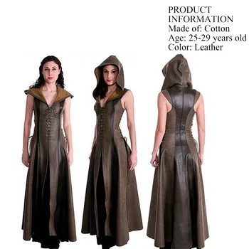 Sieviešu Drēbes, Ādas Tērpu Bez Piedurknēm, V Veida Kakla Cepuri Frenulum Augsta Vidukļa Apģērbi