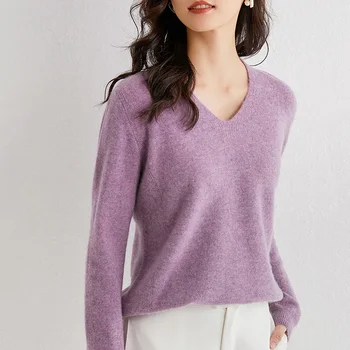 V-veida kakla džemperis vilnas dāmas rudens/ziemas īsā džemperi vilnas džemperi zaudēt plānas vilnas adīti zemāko džemperis