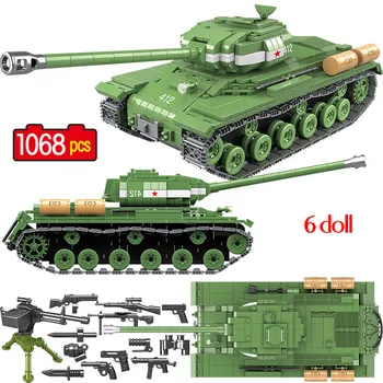 1068PCS Padomju Krievija IR-2M Smagais Tanks, Celtniecības Bloki WW2 Militāro Tvertne Karavīrs Policijas Ierocis skaitļi Ķieģeļi, Rotaļlietas bērniem, zēni