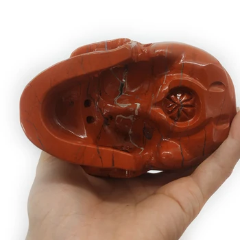 Liels Galvaskauss Dabiskās Kvarca Kristāla Galvaskausa Sarkanā Jašma Galvaskausa roku cirsts gem akmens galvaskausus