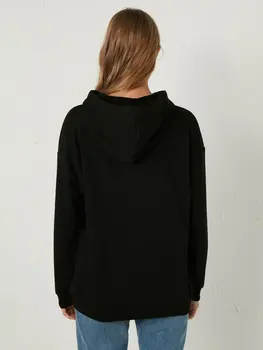 Pelēkā vārna Sieviešu Plānas sporta Krekls Nasa Kapuci Apkakles telpas jaunas black drukāt rakstu ikdienas stila modes