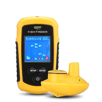 Laimīgs ir 120 m bezvadu darbības diapazons Portatīvo sonar sensors dziļāk Fish Finder FFCW1108-1 krāsu lcd displejs attiecībā uz zvejas