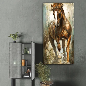 WANGART Lielāka izmēra Darbojas Zirgu Eļļas Gleznas, Sienas Mākslas Dzīvnieku Plakāti Sienas Attēlu, viesistaba, Mājas Dekoru