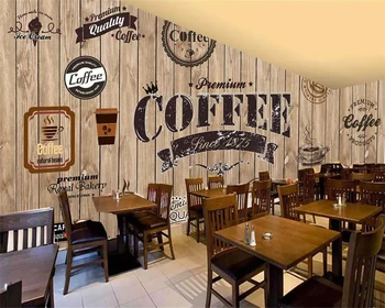 Beibehang Custom tapetes, koka ēnojumu retro kafijas veikals etiķetes fona sienas, restorānā sienas TV fona sienas 3d tapetes