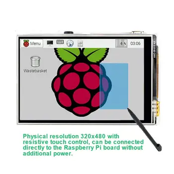 Aveņu Pi 4 Krāsu TFT skārienekrāna LCD Displejs 3.5 Collas + ABS korpuss +Touch Pen LCD Displeja Monitors noteikti Aveņu Pi 4B