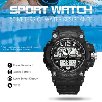 SYNOKE Sporta Skatīties Mens Digitālo Pulksteņu Cilvēks Modes 5Bar Atpakaļ Gaismas triecienizturīgu LED Displejs, Peldēt Ūdensizturīgs Skatīties