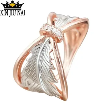925 anillos Sudraba Super Flash AAAA Rhinestone Gredzenu Premium 18K Rose Gold Eņģeļa Spārnus Sieviešu Divu toņu Pusi Gredzenu, Vairumtirdzniecība