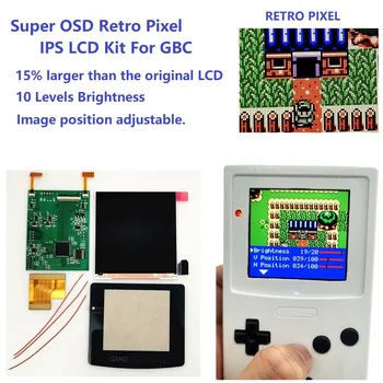 Super OSD RETRO PIKSEĻU IPS Lielāku EKRĀNU KOMPLEKTU, Pretgaismas Spilgtumu Touch sensoru, Lai game boy Color, Par GBC Q5 IPS LCD Komplekts