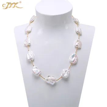 JYX Classic White Baroka Kultivētas Saldūdens Pērļu Kaklarota Puse Jewery Sievietēm Dāvanu AAA 22 Collas