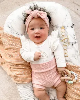 3Pcs Jaundzimušā bērna Baby Meitenes Kritums Apģērbu ar garām Piedurknēm Izšuvumi Varavīksnes Savirmot Romper + Rozā Bikses + Galvas Komplekts 0-18M