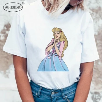 2020 īsām piedurknēm VOGUE karikatūra izdrukāt t-krekls eiropas un amerikas modes jautri princese print plus lieluma sieviešu apģērbu одежда