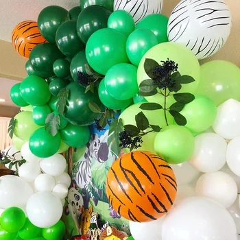 40pcs iepakojums balons uzvalks olīvu lateksa ballon džungļu safari dzīvnieku tēmu puse backdrops baloon vainags arkas zēni dzimšanas diena