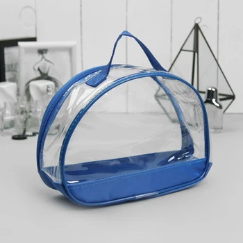 PVC kosmētikas soma, zipped nodalījumā, ar rokturi, zils