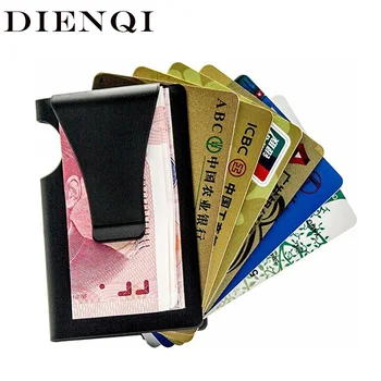 DIENQI RFID Metāla Kredītkartes Īpašnieks Maku Vīriešiem Grūti, Bankas Kartes Grozs Gadījumā Magnētisko Slim Alumīnija, Tērauda Minimālisma Seifs