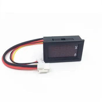 5gab DC 0-100V 10.A Voltmetrs Ammeter Sarkans+ Zils LED Amp Dual Digital Volt Metrs Platums LED Displejs