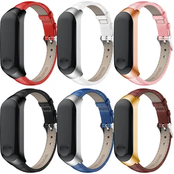 Īstas Ādas Watchband par Xiaomi Mi Grupa 3 4 Viedo Skatīties Aproce Delnas Siksniņu, Aproce Miband 3 4 Watch Band Nomaiņa