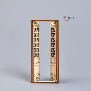 3pcs Namiņš mini Mēbeļu Miniatūra Leļļu piederumi Ķīniešu Stila Koka bīdāmas Durvis modeli, Celtniecības materiālu
