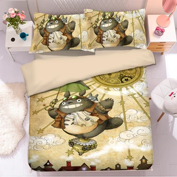 Populāra Anime Totoro 3D Gultas Komplekts Sega Sedz Spilvendrānas Mierinātājs, Gultas Komplekti Gultasveļa Gultas Veļa Totoro gultas komplekti 07