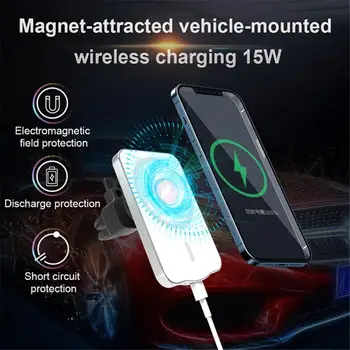 15W Magnēts-piesaistīja Transportlīdzekļa uzstādītas Ātru Bezvadu Lādēšanas Auto Gaisa Ventilācijas Auto, Auto Telefona Turētājs Turētājs Xiaomi Iphone