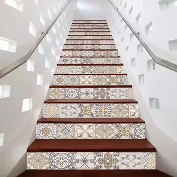 13PCS Imitācijas Flīžu Uzlīmes 3D Ķieģeļu Kāpnes, Uzlīmes, Virtuves Decal Noņemams DIY Apdare Tapetes Decal Kāpnes Decoratio