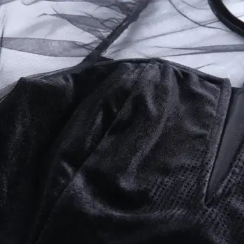 2020. gadam Pavasara Vasaras Dāmas Zamšādas Sieta Līmēšana Sexy Skatīt caur Puff Piedurknēm Zemāko Krekls слойка рукавом рубашка снизу M0304