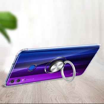 Luksusa Pārredzamu Magnētisms Mīksto Telefonu Gadījumos Par Huawei Honor 8X Segtu ar Pirkstu Gredzenu Turētājs Huawei Honor 8X Funde Coque