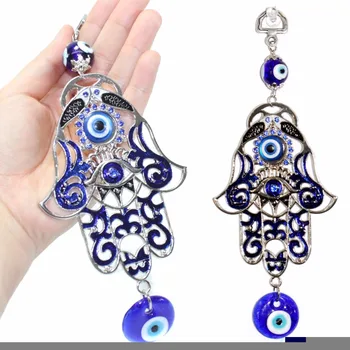 JX-LCLYL Veiksmi turcijas Zilās Hamsa Rokas Stikla Ļauno Aci Amuletu Sienas Karājas Mājās Apdare