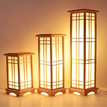 Mūsdienu Japāņu Grīdas Lampa Washitsu Tatami Dekoru Loga Rūts Lampas Restorāns, Dzīvojamā Istaba, Priekšnams Apgaismojums Mājām Dizaina Koka Lampas