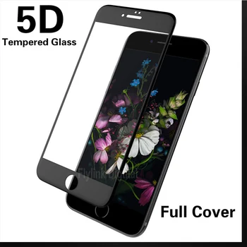 5D Rūdīts Stikls iPhone 6 6S Pilnībā Segtu Malas Ekrāna Aizsargs Anti-Saplīst Filmu iPhone 6s 6 7 8 Plus Aizsardzības Stiklu