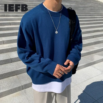 IEFB vīriešu vienkrāsainu džemperi, rudenī jaunu korejiešu stilā zaudēt apaļu apkakli, trikotāžas-adītus ar garām piedurknēm parastā topi vīriešu tendence drēbes Y4239