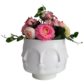 Balta Keramikas Ziedu Muse Sejas Lūpas Vāze Mūsdienu Mājas Dekorēšana Dzīvojamā Istaba Radošā Ziedu Kompozīcijas