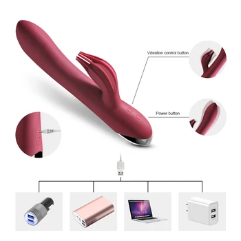 Vibrators G-spot 10 Speed USB Lādējamu Spēcīgs Dildo Trušu Vibrators Sievietes Klitora stimulācijas Masāža Pieaugušo seksa rotaļlietas