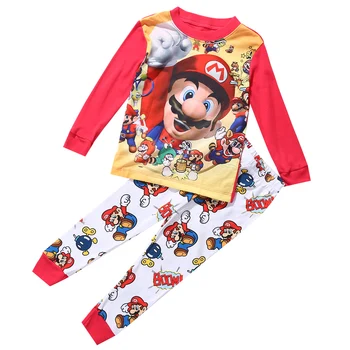 Rudens Ziemas Cartoon Kids Toddler Zēni Super Mario Sleepwear Naktsveļu Pidžamas Komplekti Bērnu Apģērbu Homewear