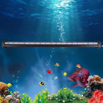 46CM 5050 RGB LED Akvārija Gaismas Zemūdens Gaisa Burbulis Lampas Akvārijā Gaisma Zivju Tvertnes Piederumu Ar MUMS Plug Akvāriju Dekori