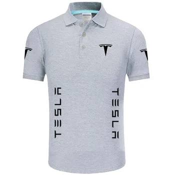 Vasaras Augstas kvalitātes zīmols Tesla logo polo ar īsām piedurknēm krekls Modes gadījuma Cieto Polo Krekls unisex krekli