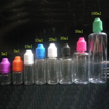 Vairumtirdzniecības 2500pcs Tukšs Skaidrs, PET 10 ML Plastmasas Pudelītes Pilinātāju Ar bērnu aizsardzībai paredzētām Klp acu pilieni E-cigarešu eļļas pudeles