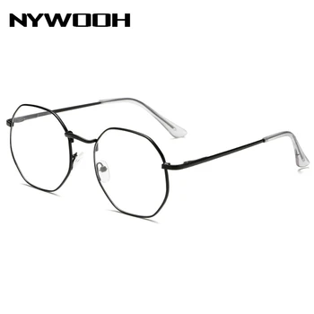 NYWOOH Gatavo Tuvredzība Brilles Sievietēm, Vīriešiem Metāla Daudzstūris Brilles Studentu Tuvredzīgs Briļļu -1.0 1.5 2.0 2.5 3.0 3.5 4.0