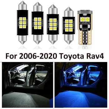 14 Gab. Auto White Interjera LED Spuldzes Iepakojuma Komplektu Toyota Rav4 RAV-4 2006 -2017 2018 2019 2020 Kartes Dome Bagāžnieka Lampas Gaismas