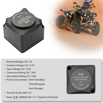 Sprieguma Jutīgs Relejs Automātiska Lādēšanas Relejs Dual Battery Smart Izolatoru 12V/140.A(VSR)ar Vadu Komplekts ar KeyLine Lādētāji