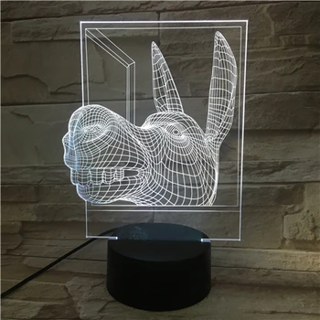 Karikatūra Dzīvnieku Donkey 3D Gaismas Redzamības USB ēsmas zivtiņu vadi Led Galda Lampa 7 Krāsas Izmaiņas, Miega Nakts Gaisma 3D-603