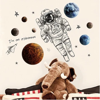 Ziemeļvalstu Astronauts Sienas Uzlīmes kosmosā Planētas Dekoratīvās Uzlīmes Bērnu Istabas Bērnu Pirmsskolas Sienas Uzlīmēm, Mājas Dekoru Galaxy PVC