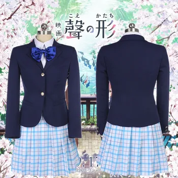 Klusuma Balss Shouko Nishimiya Shoko Cosplay Kostīmu Japāņu Anime Ar Formu Balss Skolā Vienotu Tērpu Apģērbs, Apģērbu parūka