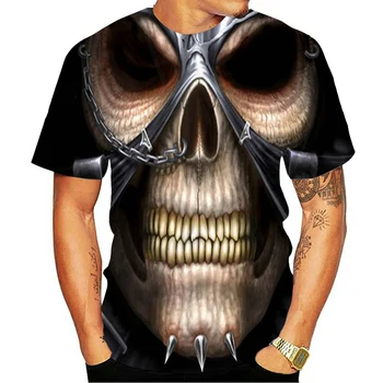 Vasaras Galvaskausa T krekls Vīriešiem Skeleta T-krekls Punk Rock T Ieroci, T krekli, 3d Druka, T-krekls Vintage Gothic Vīriešu Apģērbu Vasaras top
