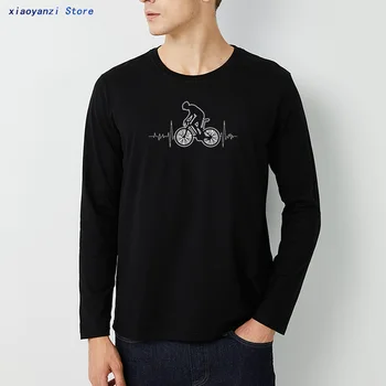 Riteņbraukšana MTB, vīriešu T Krekls ar garām piedurknēm Zīmolu Apģērbu, Velosipēdu Logo krekls Kalnu Velosipēds Sirdsdarbība Smieklīgi Velosipēdu Velosipēdu Dāvana T-Krekls