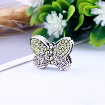 Jaunas Oriģinālas 925 Sterling Silver Butterfly Zvaigžņu Klipu Aizbāzni Drošības Šarmu Biezumu Fit Pandora Pārdomas Aproce DIY Sieviešu Rotaslietas