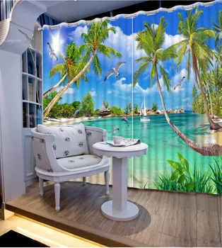 Dabas ainava Logu Aptumšošana Luksusa 3D Aizkari noteikts Gultas vietas Dzīvojamā istaba Office Hotel
