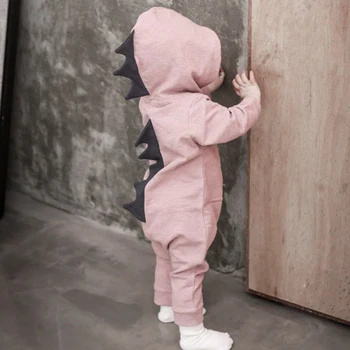Jaundzimušais Meitenes Zēni Romper Jumpsuit Drēbes Smieklīgi dinozauru Zīdaiņu Apģērbs Pavasara Rudens Zīdaiņu Apģērbu