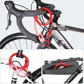 GIYO velosipēdu tērauda kabeļu skrūvsavienojums, aizsardzība ar paroli mountain road bike lock anti-theft kopā 4-ciparu paroli, ķivere vadu bloķēšana